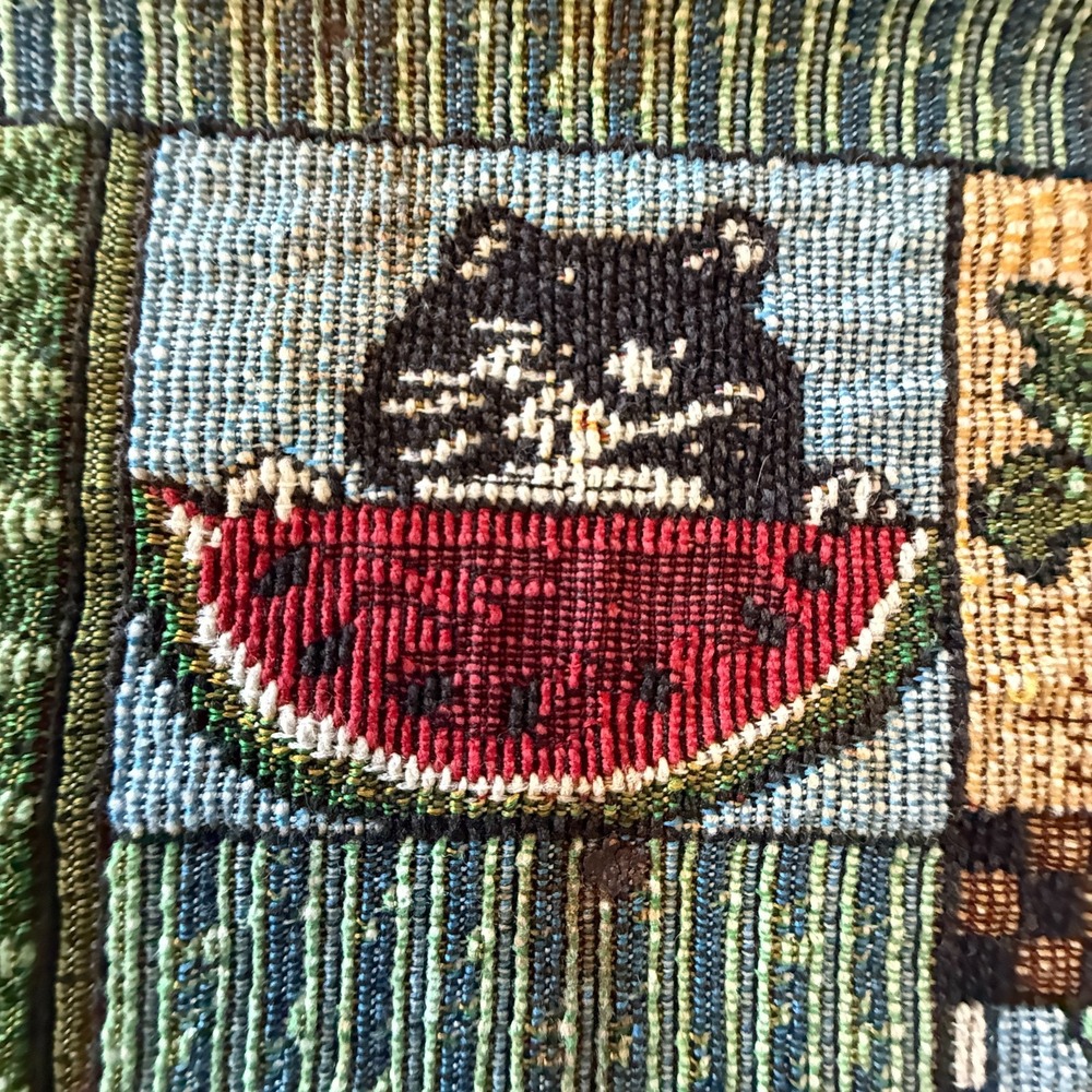 Vintage‎ 12" X 67" Table Runner Farm Floral Cat America Barn Cow Apples Rooster - Picture 5 of 13